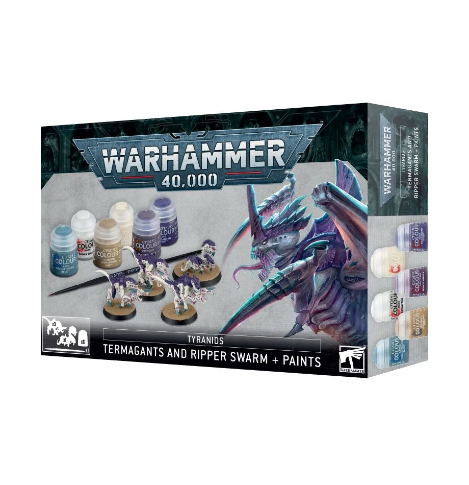 WARHAMMER 40K: TIRANIDI: SET TERMAGANT E SCIAME SVENTRATORE + COLORI