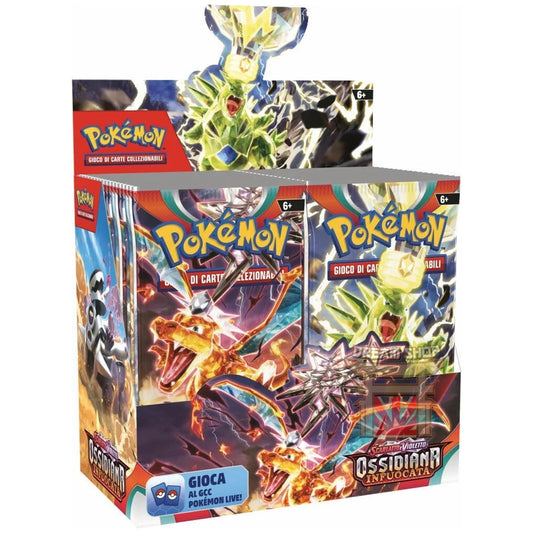 POKEMON BOX 36 BUSTE SCARLATTO E VIOLETTO OSSIDIANA INFUOCATA ITA